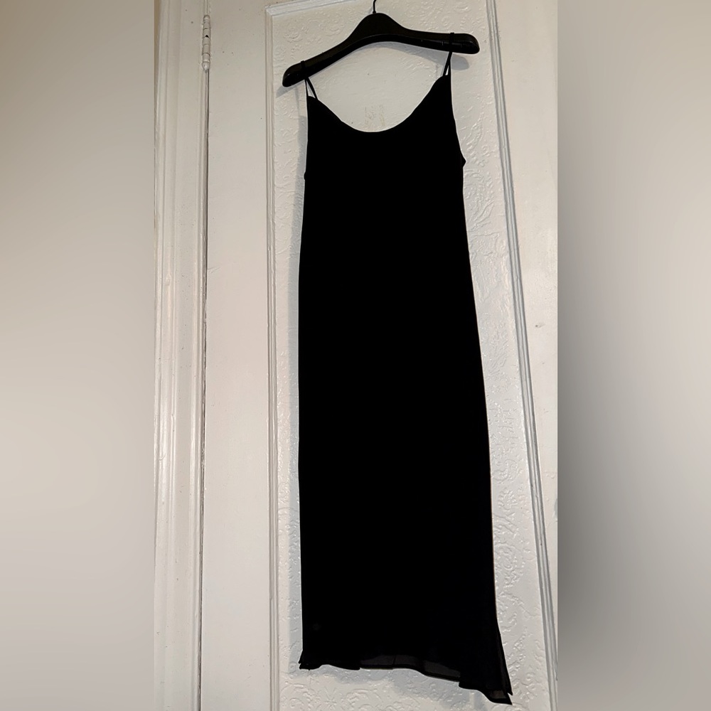 *NEW* NY&Co Black Draped/Cowl Neck Dress with side slit